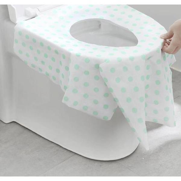 Voya thick disposable toilet seat protective cover set of 10 Green dots