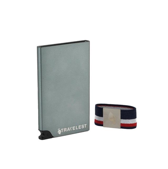 RFID Blocking pop up aluminum card holder with money holder Grey