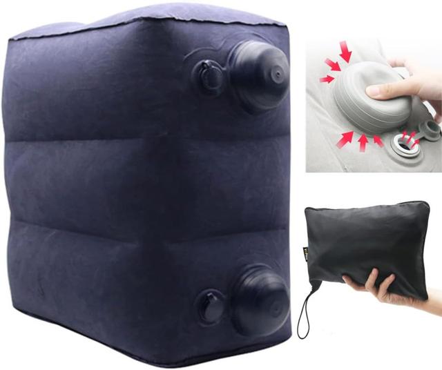 Travelest Inflatable Portable Travel Foot Leg Rest Pillow with Built-in air Pump for Travel - Navy Navy